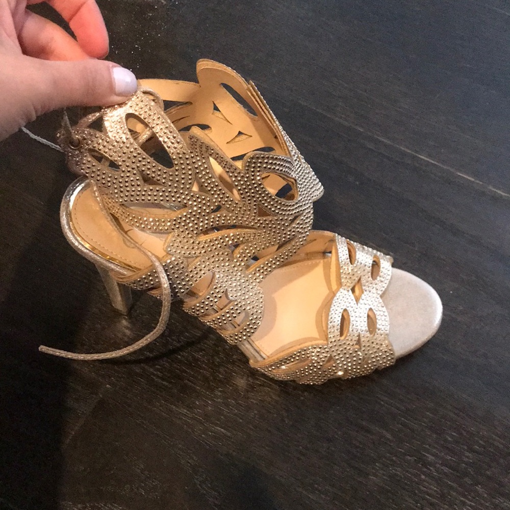 Jessica simpson gold silver  heels